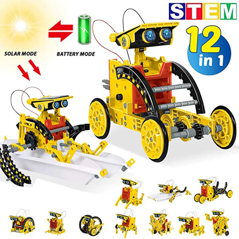Solar Powered Robot Kit 14 In 1 - 12 in 1 Science Experiment Solar