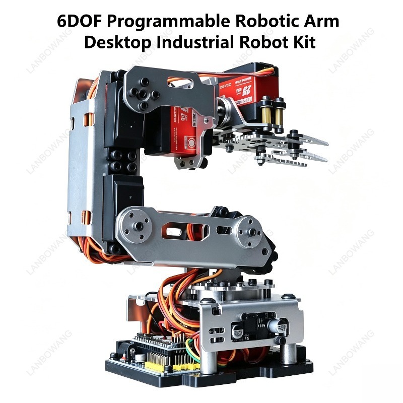 Programmable Robotic Arm Kit Arduino - 6 DOF Metal Mechanical Arm, Aluminum