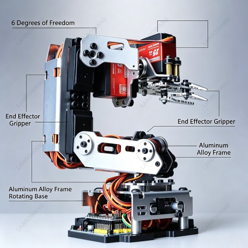6 DOF Metal Mechanical Arm, Al - Programmable Robotic Arm Kit Arduino ulasan dan harga
