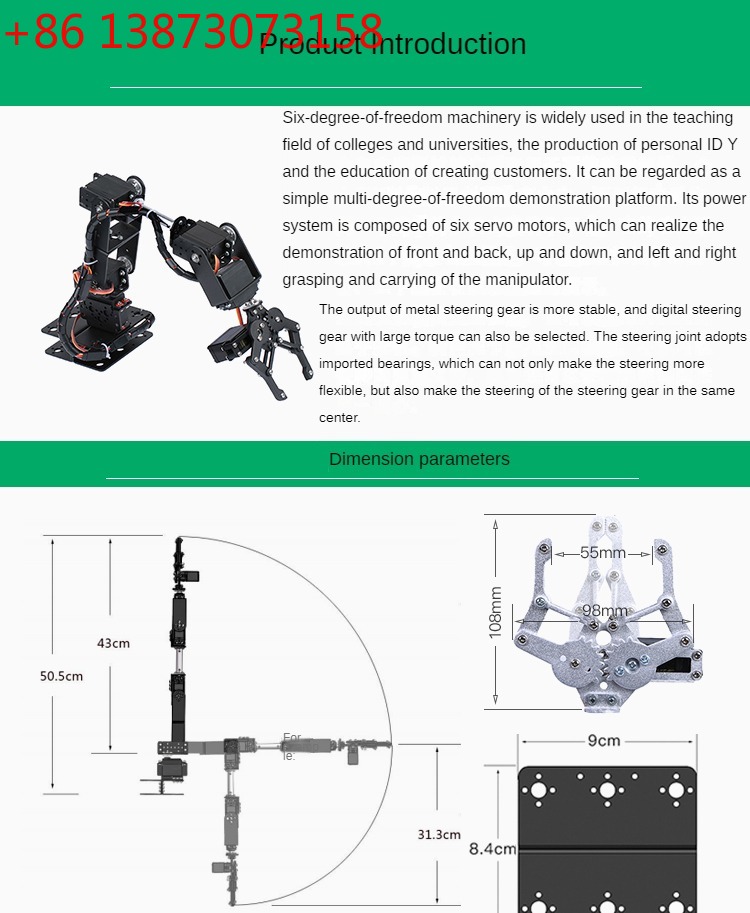 Sliver 6 DOF Robot Metal Alloy - Programmable Robotic Arm Kit Arduino ulasan dan harga